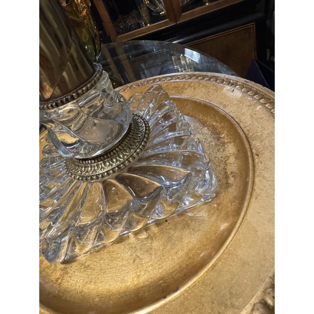 1920's French Crystal/ Brass Tall Columnar Swirl "Bambous" Table Lamp by Baccarat For Sale - Image 10 of 12