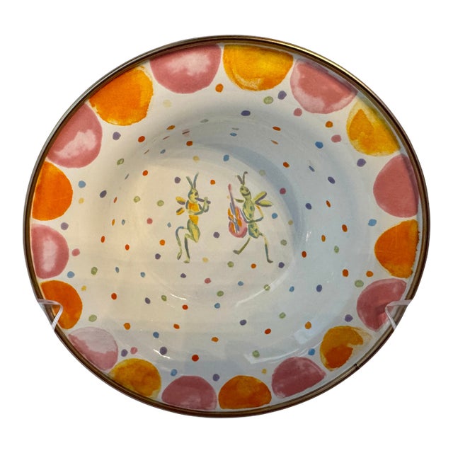 1980s MacKenzie-Childs Musical Crickets Children's Enamel Bowl, Retired For Sale