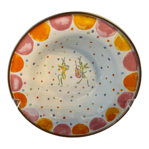 1980s MacKenzie-Childs Musical Crickets Children's Enamel Bowl, Retired