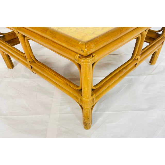 Vintage Bamboo Coffee Table With Capiz Shell Inlaid Top, 1970s For Sale - Image 9 of 18