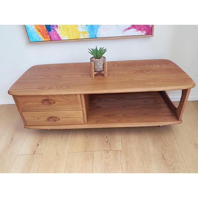 Mid-Century Modern Mid-Century Modern Minerva Coffee Table in Elm by Lucian Ercolani for Ercol, 1990s For Sale - Image 3 of 18