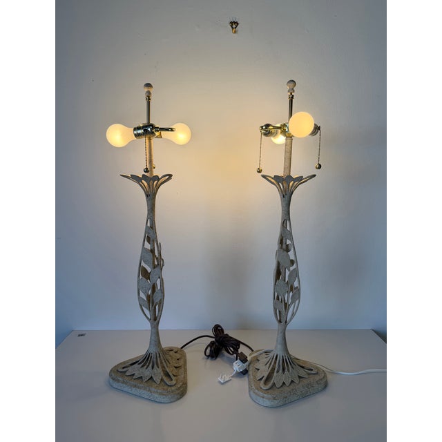 1980s Frederick Cooper Organic Modern Table Lamps With Shades – A Pair For Sale - Image 4 of 11