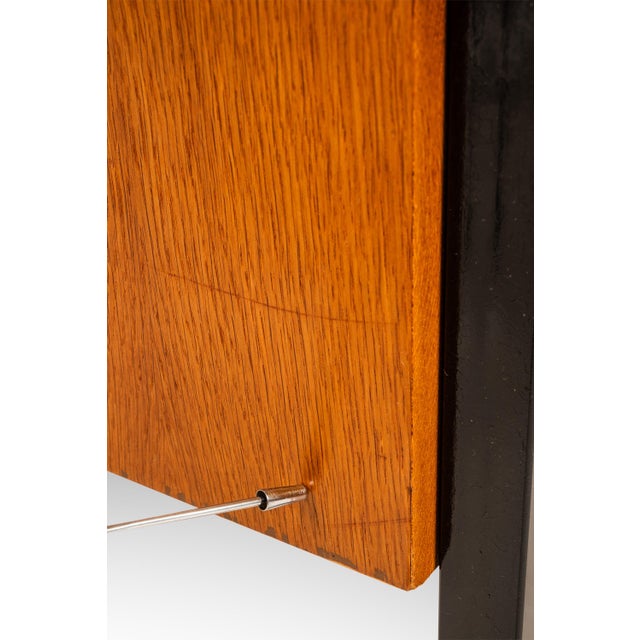 Mid-Century Modern Executive Desk in Oak & Steel W/ Leather Top Attributed to Herbert Hirche for Holzäpfel, Germany, C. 1960s For Sale - Image 18 of 18