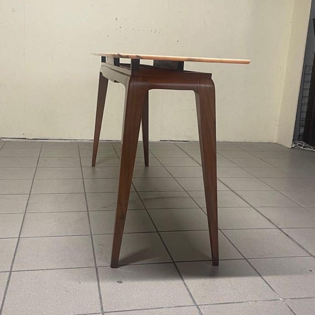 Console Table in Cherry Wood with Pink Marble Top, 1950s For Sale - Image 13 of 18