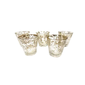 Vintage Mid Century Small Rocks Glasses With an Ultra-Metallic Gold Speckled Pattern - Set of 5
