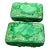 Vintage Malachite Glass Carved Trinket Boxes - a Pair For Sale
