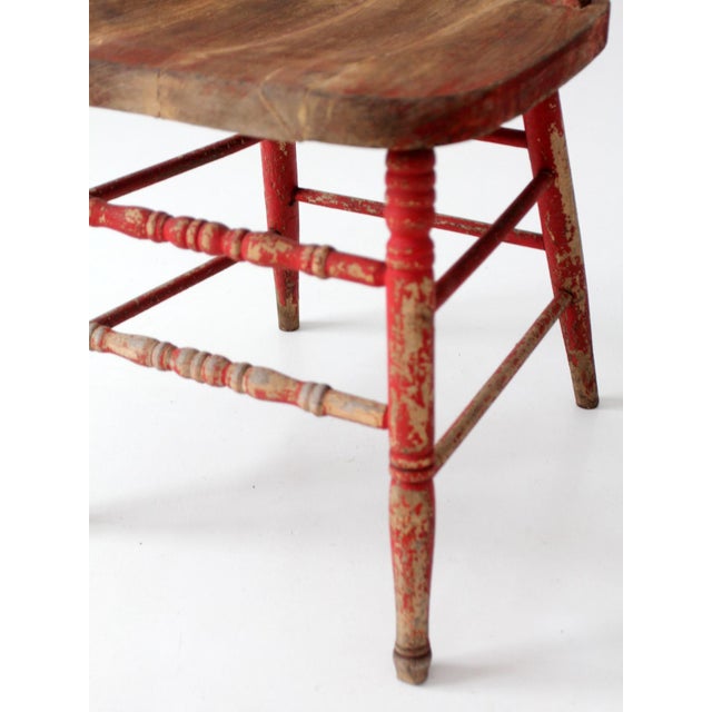 Early 20th Century Antique Red Windsor Spindle Back Farmhouse Chair For Sale - Image 5 of 17