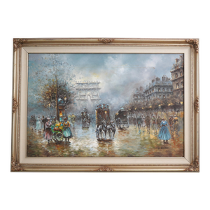 J. Gaston Paris Street Oil Painting on Canvas