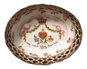 18th Century English George III Battersea Bilston Enamel Reticulated Basket Tray