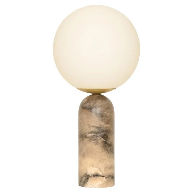 Metal Tobacco Alabaster and Brass Atlas Table Lamp by Simone & Marcel For Sale - Image 7 of 7