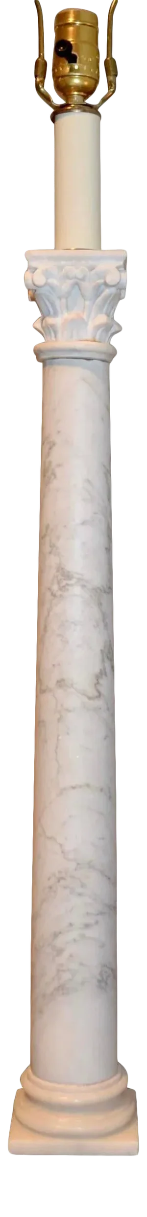 Italian Neoclassical White Marble Column Lamp
