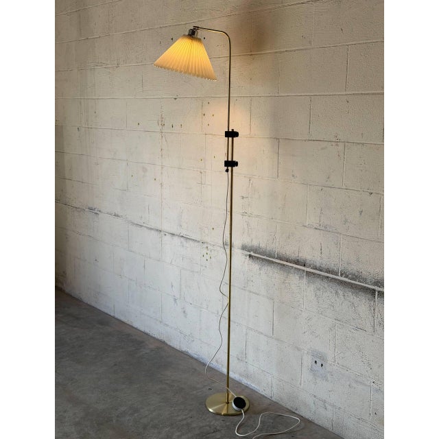Brass Floor Lamp With Adjustable Swing Arm Danish Mid-Century Modern 1960s For Sale In Los Angeles - Image 6 of 10