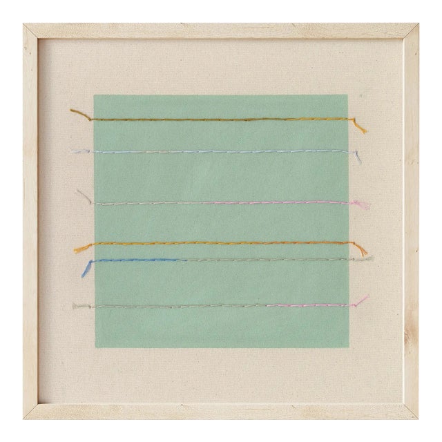 Sage Green Square Geometric Minimalist Art Print by Emily Keating Snyder, 30 X 30 Print in Wood Frame For Sale