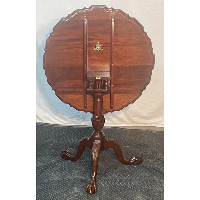 Wood Late 20th Century L & J. G. Stickley Mahogany Pie Crust Tea Table With Flip Top For Sale - Image 7 of 18