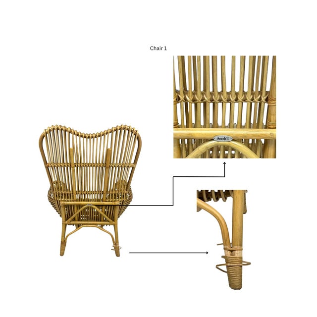 Wood Late 20th Century Pair of Ibolili Round Back Rattan Chair For Sale - Image 7 of 14