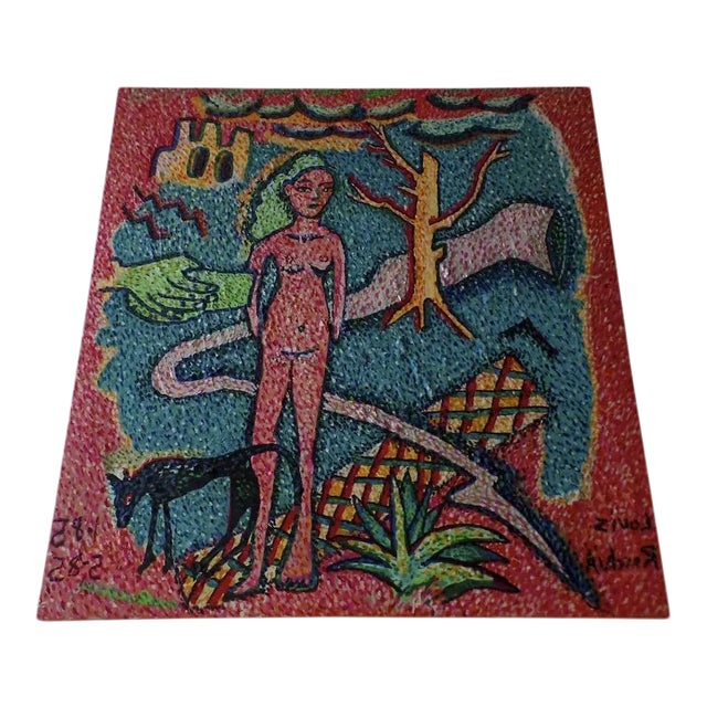 Mid 20th Century Abstract Figurative Acrylic Painting on Canvas by Louis Recchia For Sale