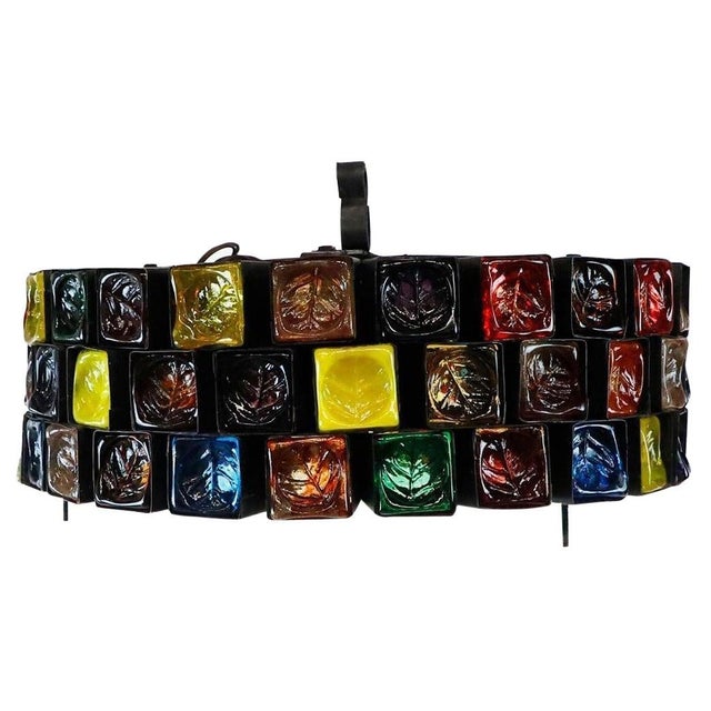 1970s Feders Brutalist Hand Blown Glass Chandelier For Sale - Image 6 of 6