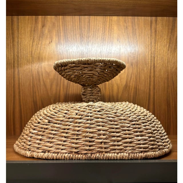 Large Sea Grass Rattan Pedestal Basket Woven Bowl For Sale - Image 9 of 12