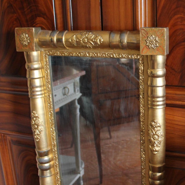 19th Century Small Antique American Sheraton Giltwood Mirror For Sale - Image 5 of 13