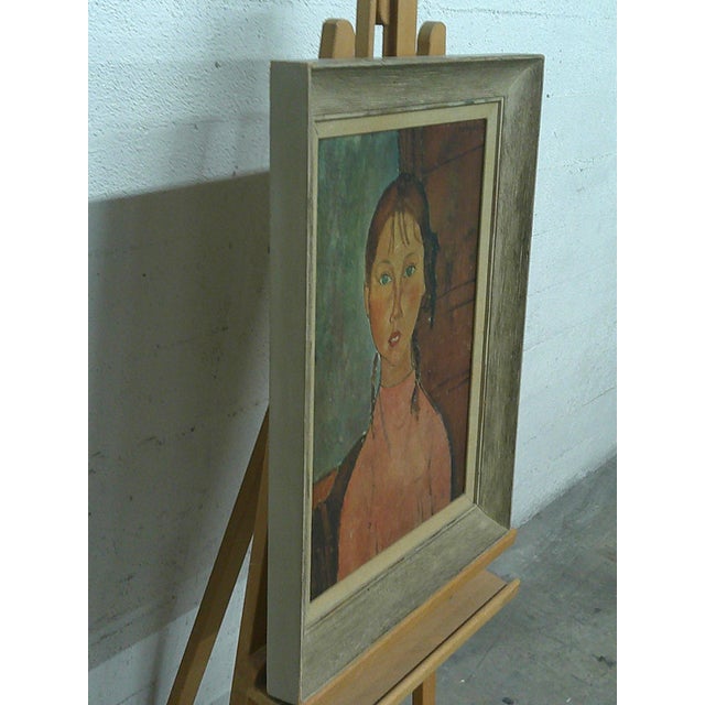 Amedeo Clemente Modigliani Vintage "Portrait of a Girl" Amedeo Modigliani Print Framed For Sale - Image 4 of 7