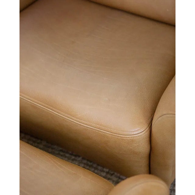 Late 20th Century Pair of Leather Swiss Lounge Chairs For Sale - Image 9 of 14