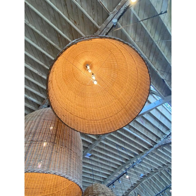 2020s Giant Raw Rattan Pod Pendant Light For Sale - Image 5 of 11