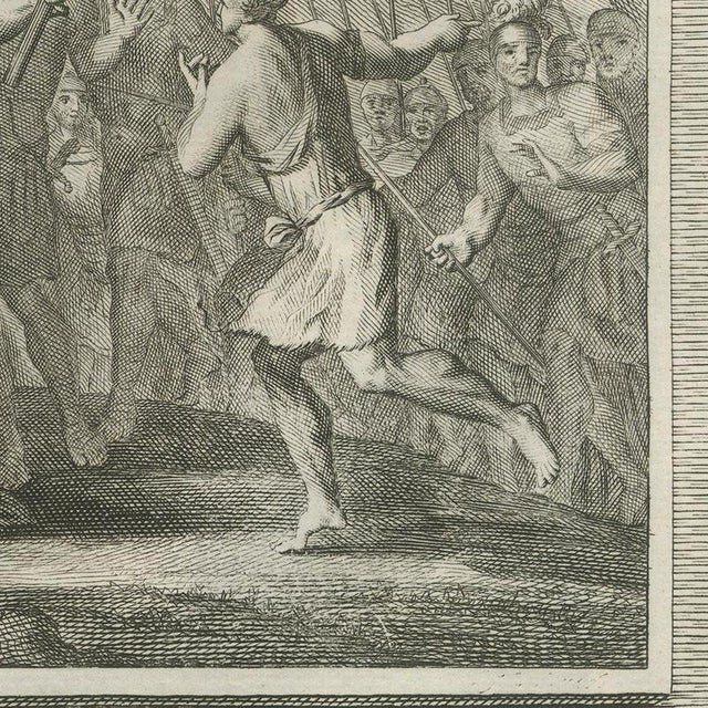 Pieter Mortier, Saul Kills the Priests of Nob and David Escapes Saul, 1700, Engraving For Sale - Image 6 of 12