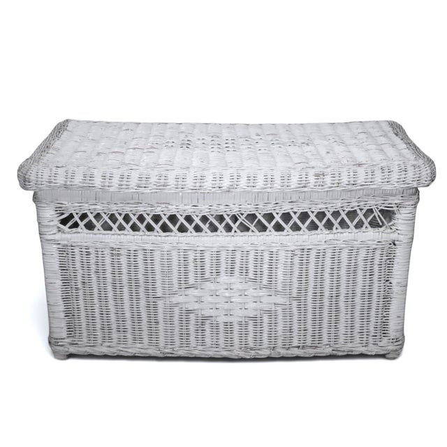 French Country Vintage Wicker Trunk For Sale - Image 3 of 11