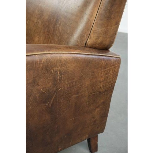 Vintage Sheepskin Armchair in Light Cognac For Sale - Image 11 of 13