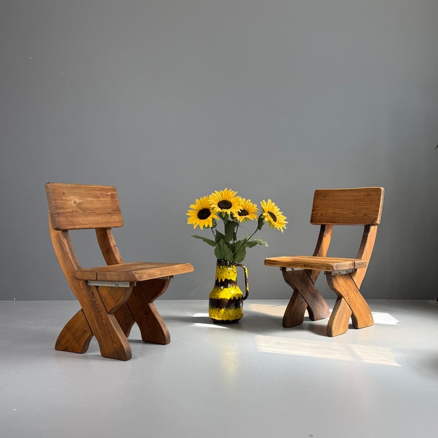 Mid-Century Modern Vintage Wooden Chairs, 1960s, Set of 2 For Sale - Image 3 of 13