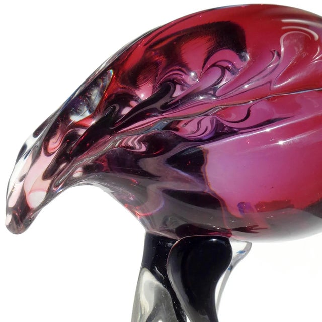 Mid 20th Century Vintage Murano Sommerso Red Amethyst Italian Art Glass Mid Century Bird Sculpture Figure For Sale - Image 5 of 7