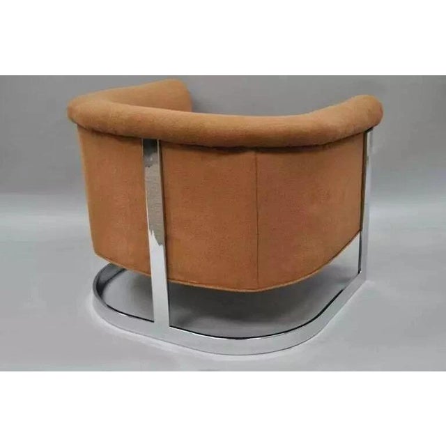 Mid Century Modern Milo Baughman Chrome Barrel Back Club Lounge Chairs - A Pair For Sale - Image 10 of 10