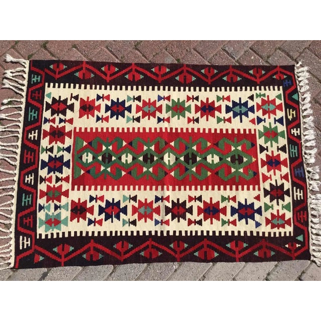 Mediterranean 1960s Vintage Turkish Kilim Rug - For Sale - Image 3 of 10