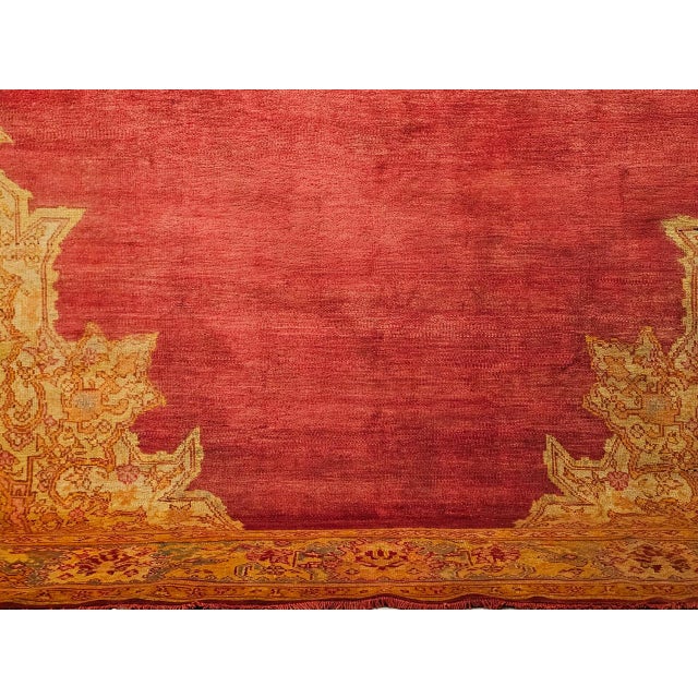 Turkish Antique Turkish Oushak Room Size Rug, Handwoven Wool, Red & Yellow, 10' x 12' For Sale - Image 3 of 16