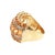 A late 20th-century fashion ring crafted in 14k gold. The band features oval-cut orange garnets, exuding a vibrant orange...