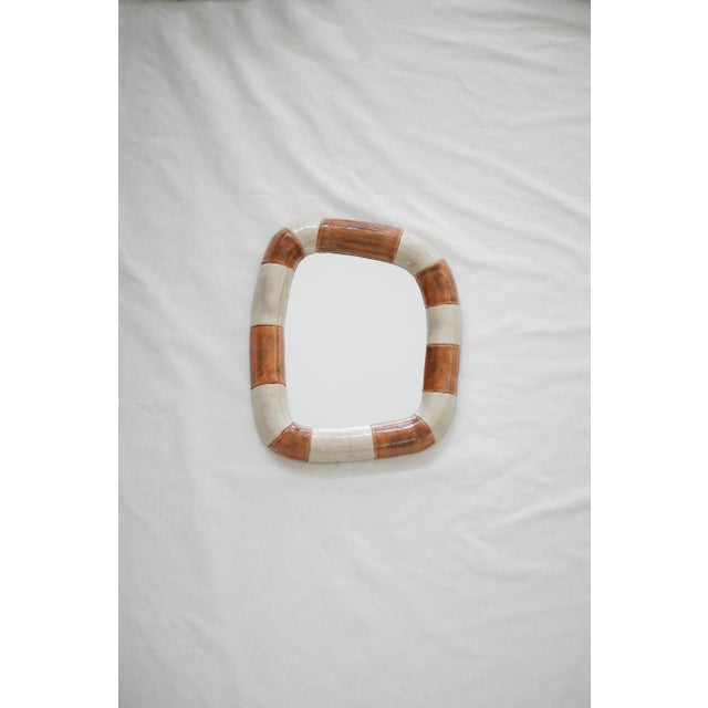 Glass Contemporary Organic Shaped Mirror in Terracotta Echoe For Sale - Image 7 of 7
