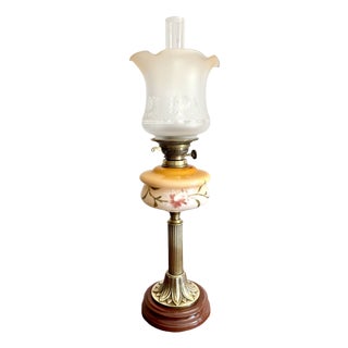 Antique Edwardian Brass Oil Lamp, 1900s For Sale