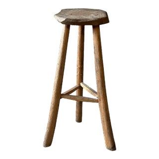 Primitive Round Three Legged Stool For Sale