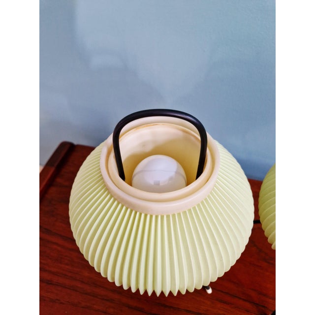 Tripod Lamps in Pale Green Pleated Celluloid, 1960s, Set of 2 For Sale - Image 11 of 18