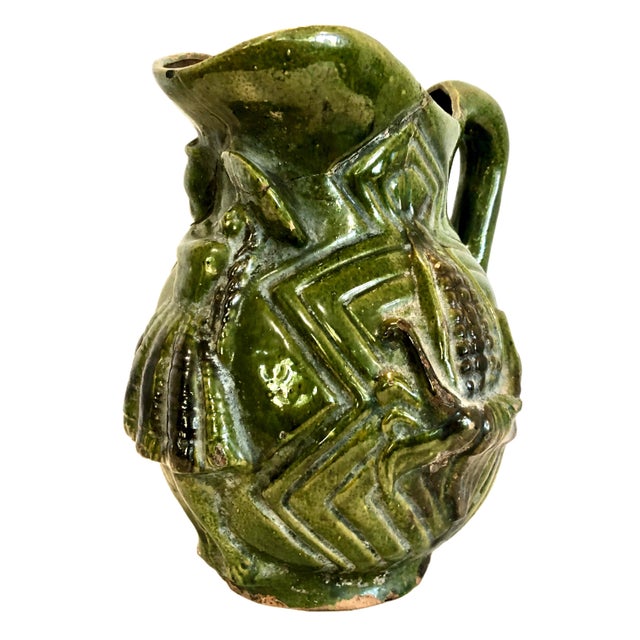 Mid 20th Century Vintage Oaxacan Glazed Pottery Pitcher With Maize and a Woman For Sale - Image 5 of 18