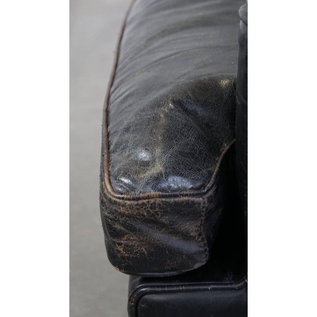 Black Grained Leather Armchair For Sale - Image 15 of 16