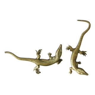 Brass Lizard Figures, 1960s, Set of 2 For Sale