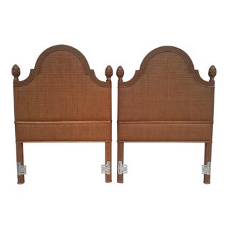 1990s Hollywood Regency Tommy Bahama Style Bamboo Wicker Rattan Twin Headboards - a Pair For Sale