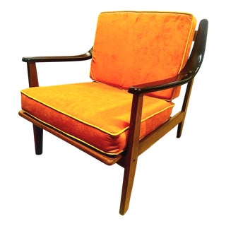 Vintage Armchair in Wood and Velvet, 1960s For Sale