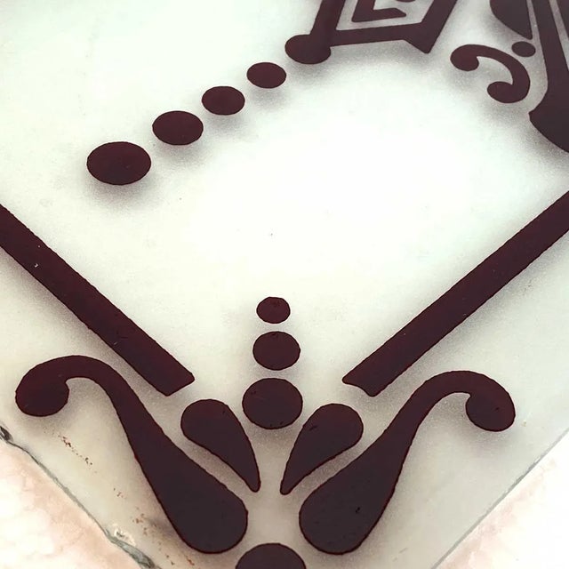 Late 19th Century Victorian Etched White to Ruby Red Glass Rectangular Panel For Sale - Image 5 of 7