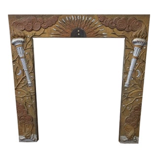 Antique Cast Iron Aesthetic Movement Night Day Sun Stars Fireplace Surround For Sale