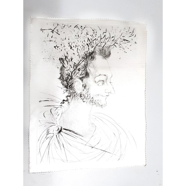 Salvador dali - the crown- from ''les amours de cassandre'' original etching from the suite on silk made for editions 9 to...