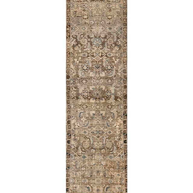Traditional Antique Circa 1920 Light Gray Malayer Hand Knotted Runner 3ft 5in X 12ft 7in For Sale - Image 3 of 6