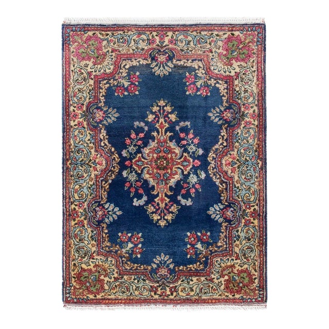 Vintage Mini Kirman Wool Rug - 2`2" X 3`1" For Sale