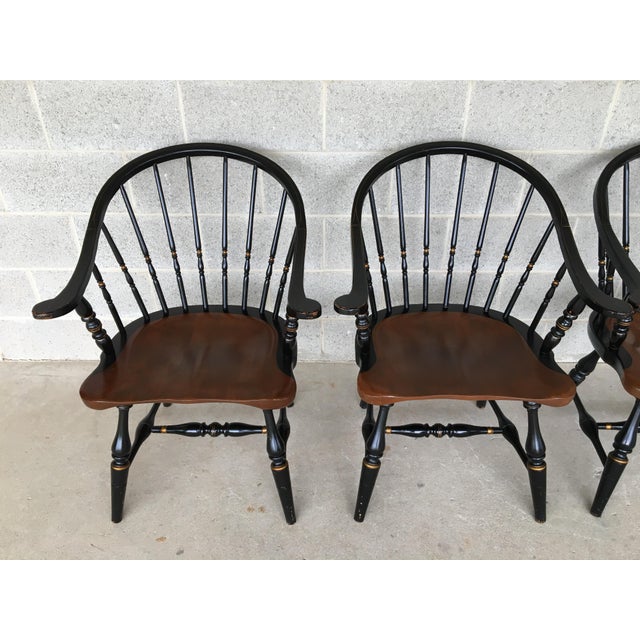 1970s British Colonial Ethan Allen Windsor Barrel Back Captains Chairs